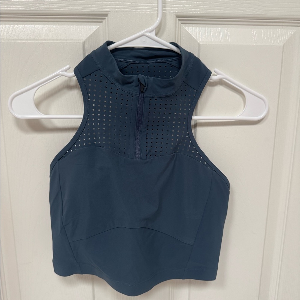 lululemon athletica Iron Blue Unleash Strength High-Neck Zip Bra